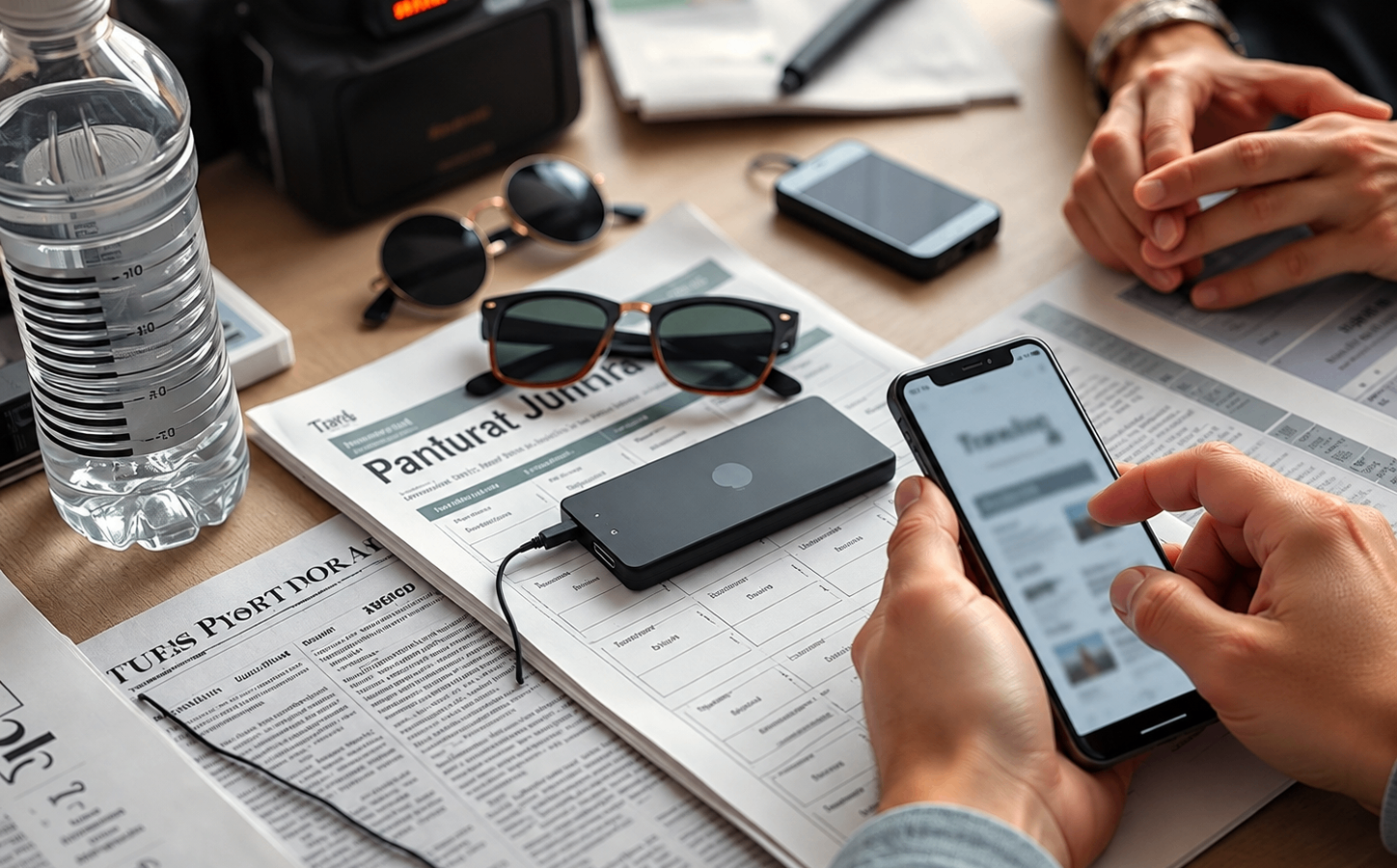 Travel Planning Desk Setup