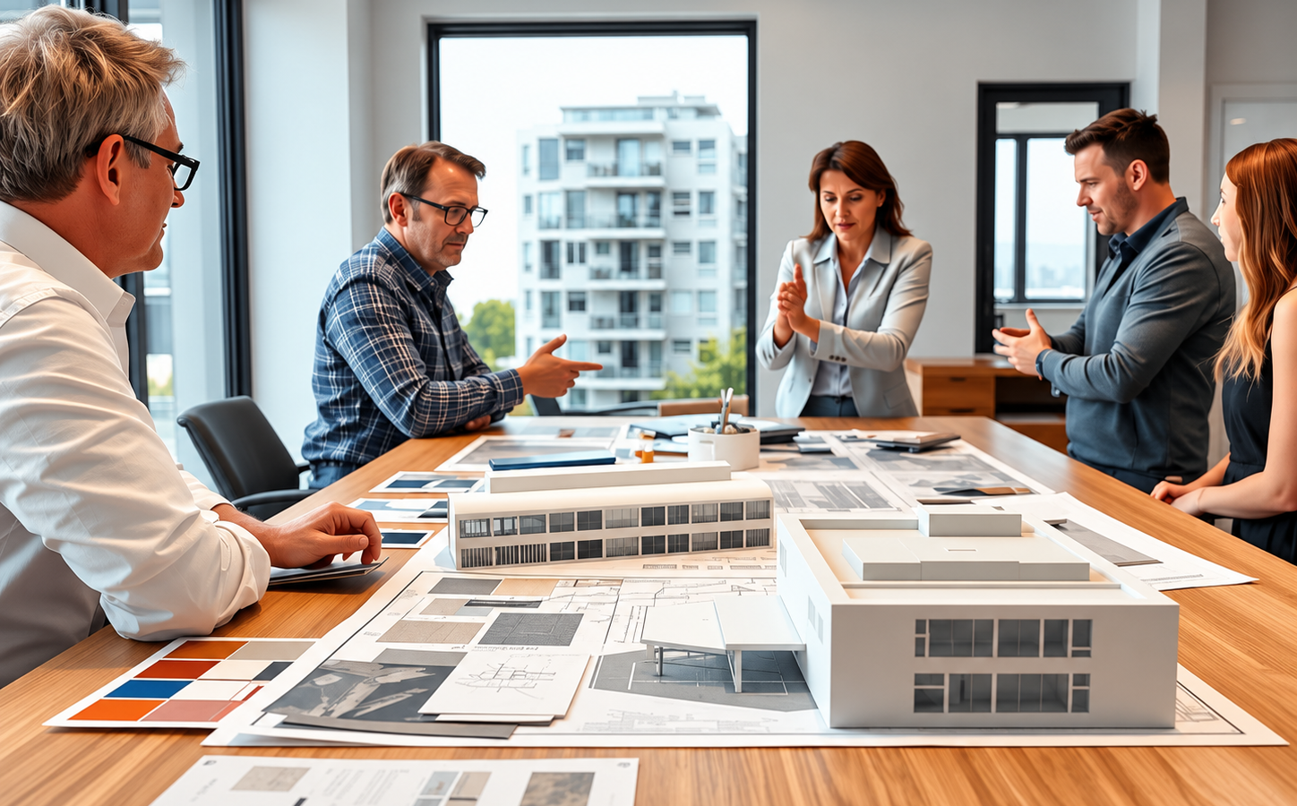 Architectural Design Meeting Around Scale Models