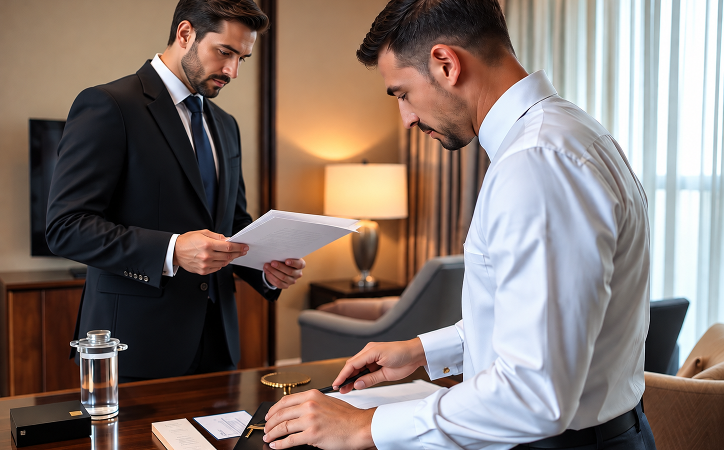 Business Document Review in a Hotel Office